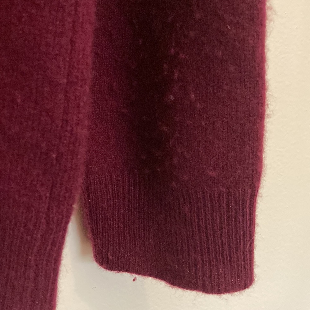 100% Cashmere Burgundy Wine V-Neck Sweater Pullover Oversized Luxury Unisex XL - Picture 5 of 9